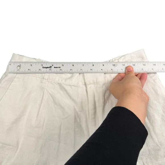 Love Tree Women Linen Blend Pleated High Waist Shorts White Cream Large L 580 - Picture 3 of 8